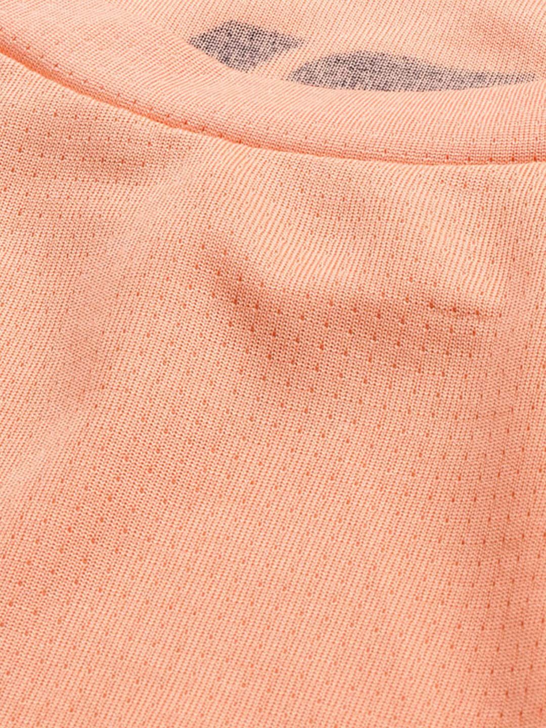 HRX by Hrithik Roshan Women Peach-Coloured Colourblocked Round Neck T-shirt