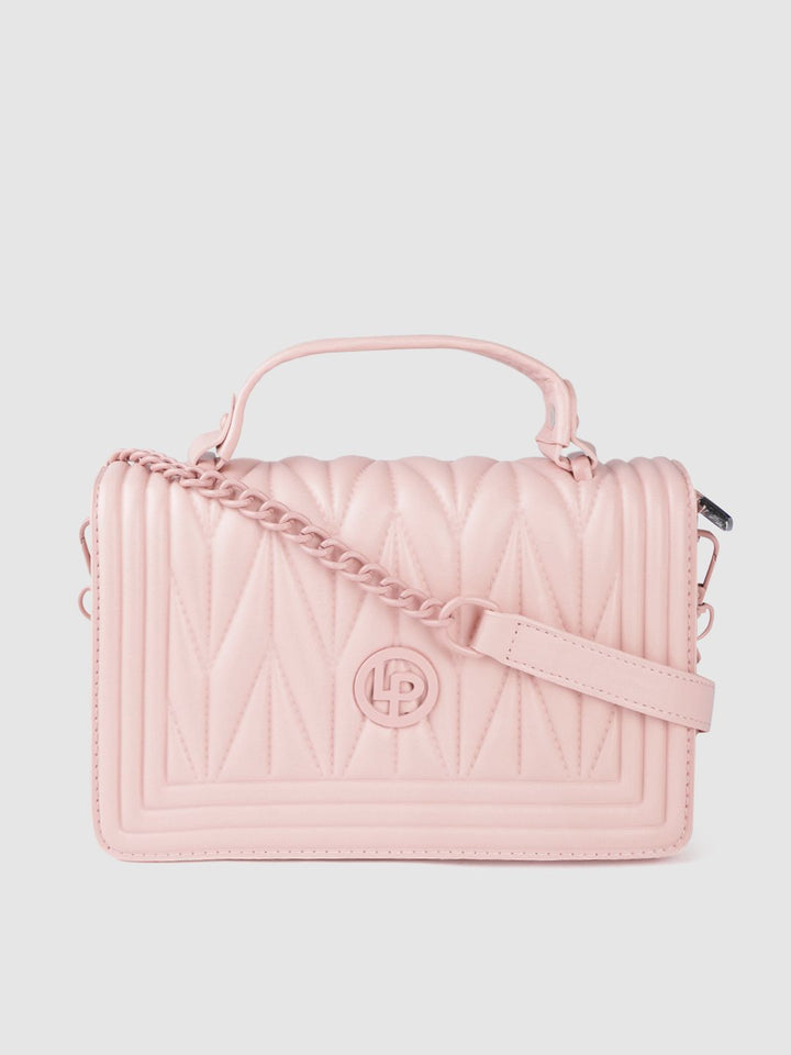 Lino Perros Women Pink Printed PU Beg Bahu Berstruktur Berstruktur