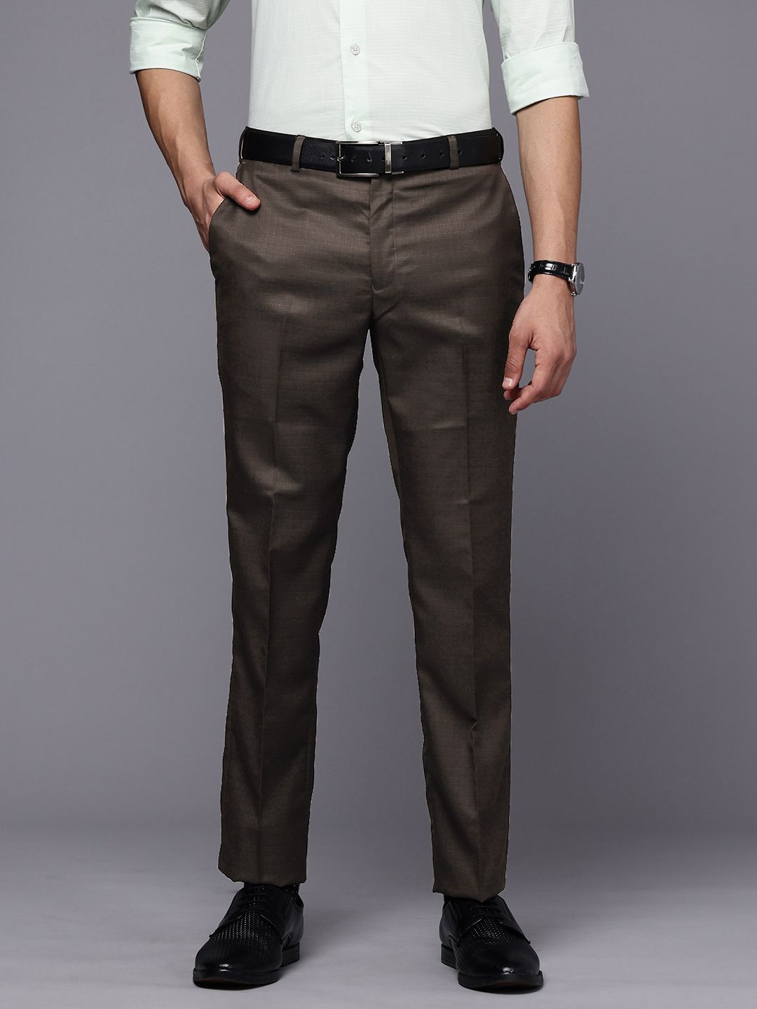 Raymond Men Checked Slim Fit Formal Trousers
