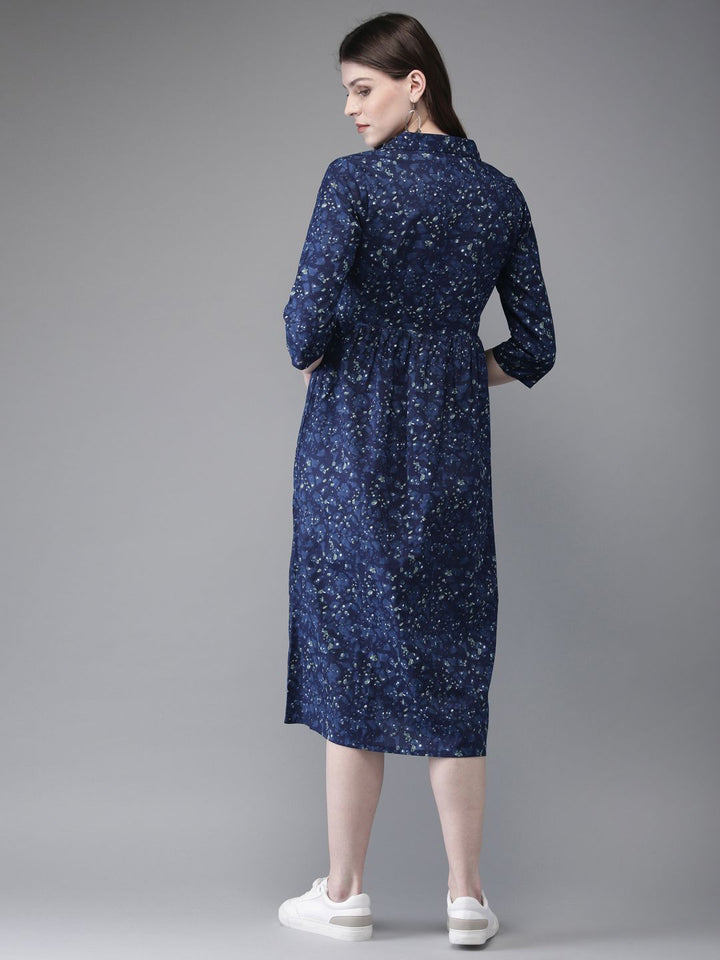 Anouk Women Navy Blue Printed A-Line Kurta