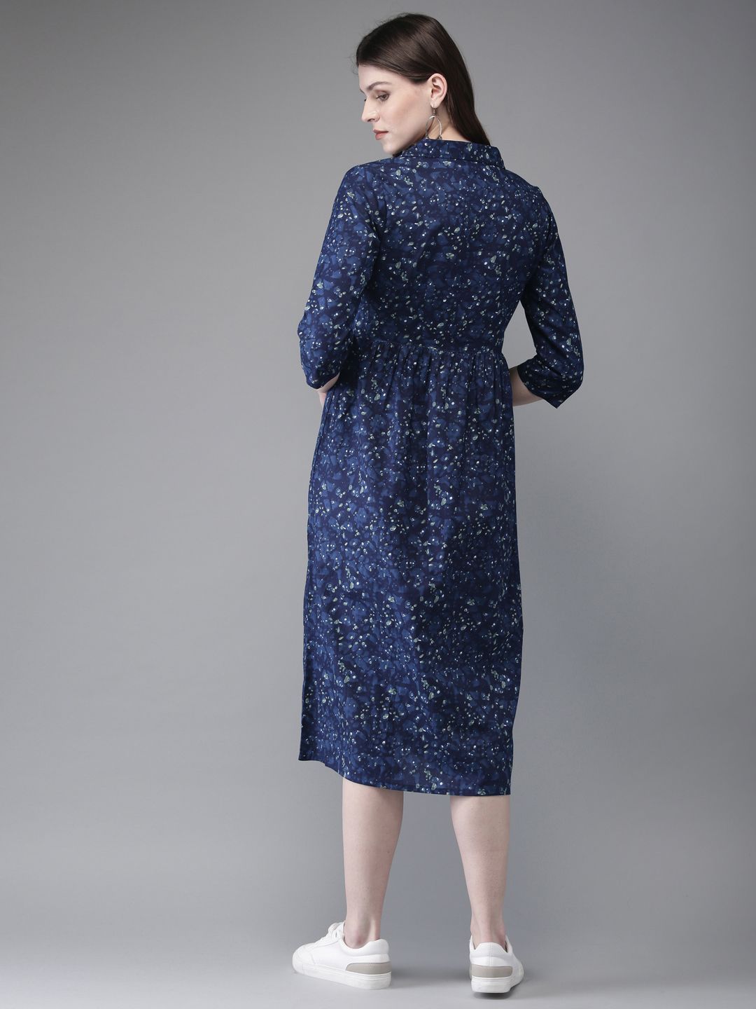 Anouk Women Navy Blue Printed A-Line Kurta