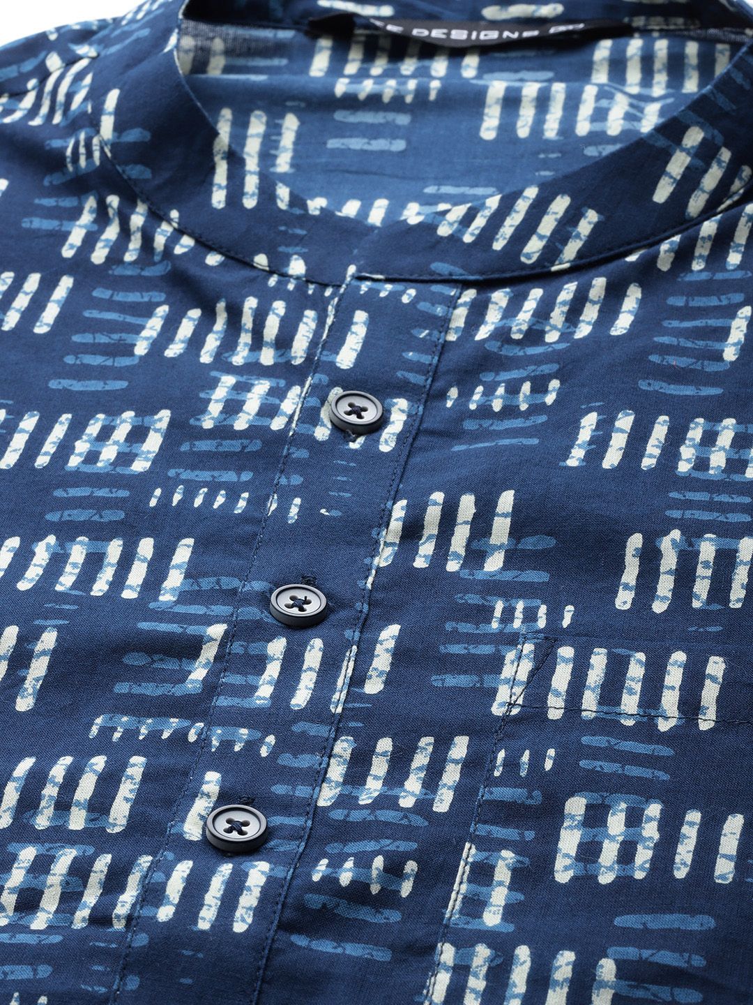 See Designs Men Navy Blue Printed Pure Cotton Kurta with Trousers