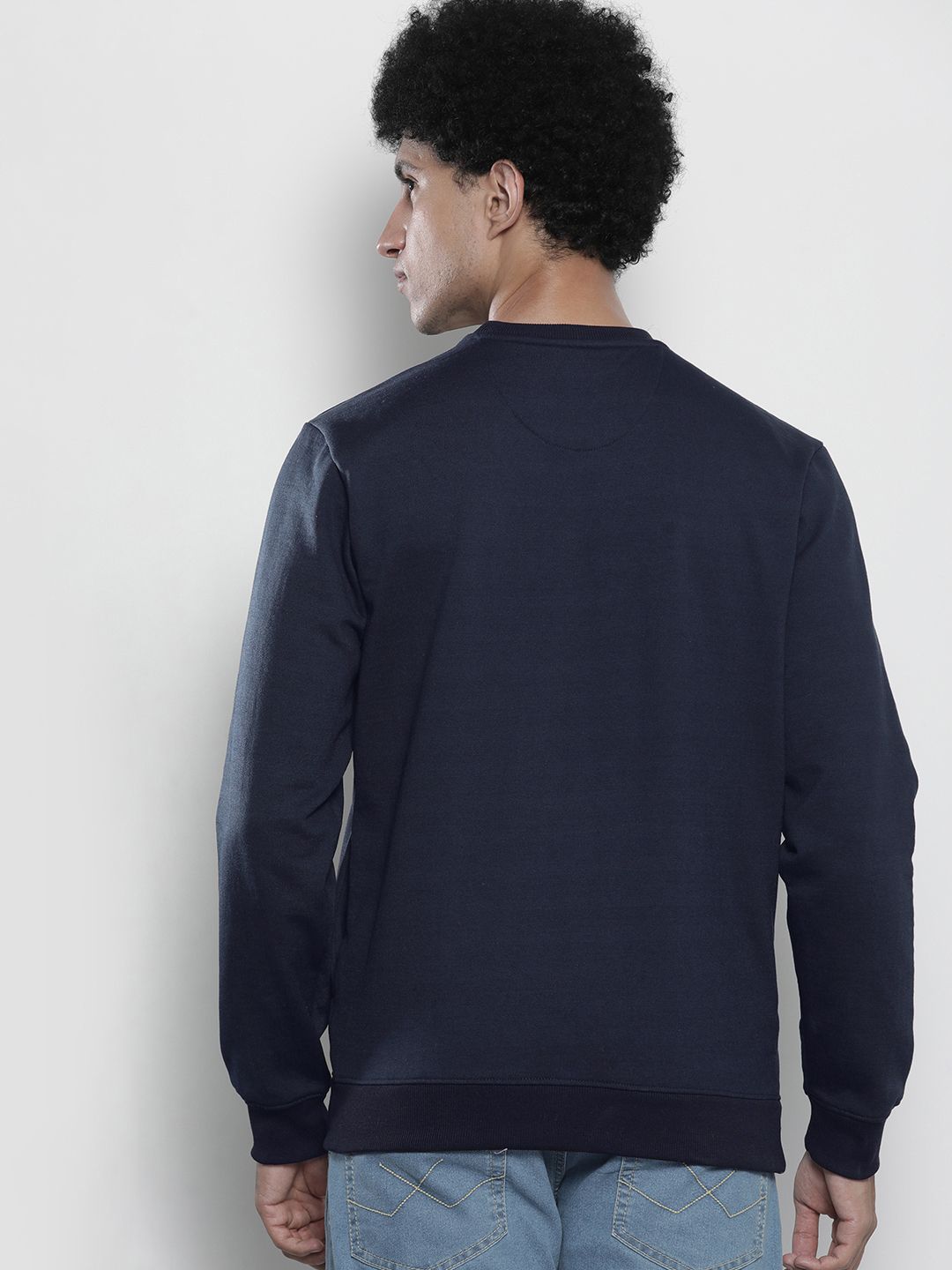 The Indian Garage Co Men Navy Blue & White Printed Sweatshirt