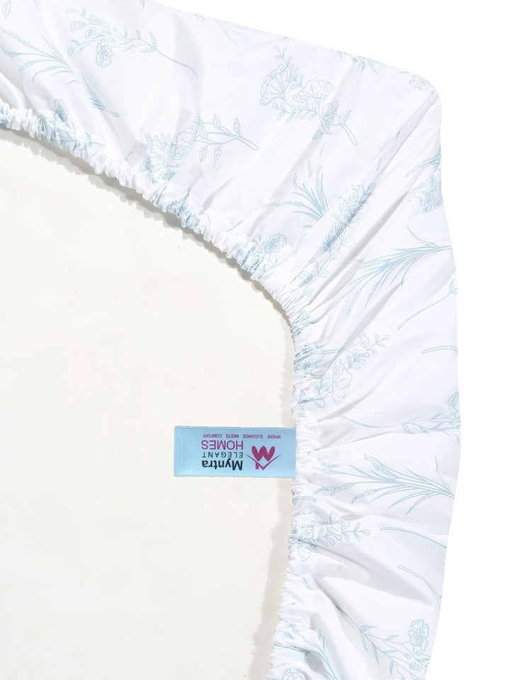 Myntra Elegant Homes White Floral 400 TC Bedsheet with 2 Pillow Covers