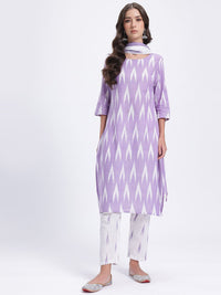 Anouk Ikat Print Kurta with Trousers & With Dupatta