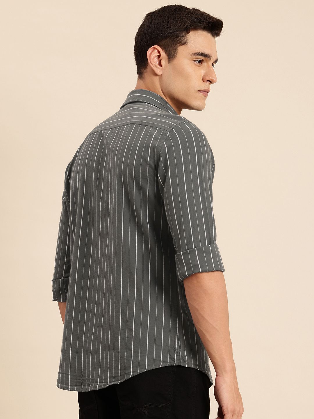 Being Human Pure Cotton Slim Fit Striped Casual Shirt