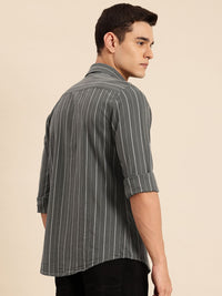 Being Human Pure Cotton Slim Fit Striped Casual Shirt