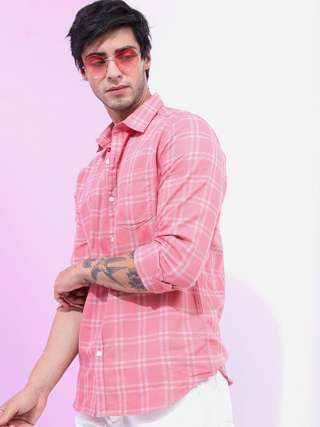 HIGHLANDER Men Checked Slim Fit Casual Shirt