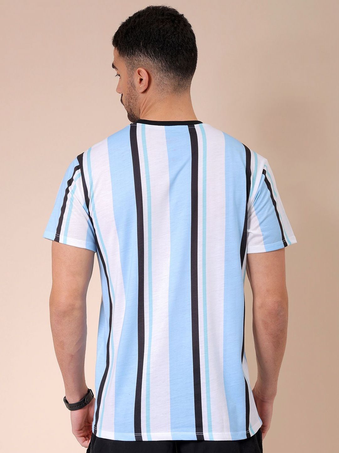 The Indian Garage Co Men Striped Round Neck Slim Fit T-shirt