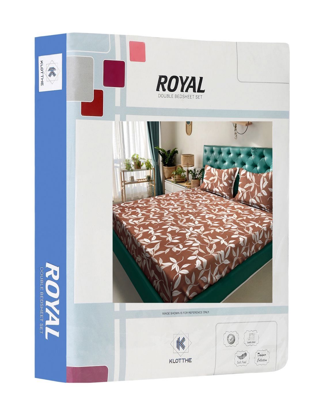 KLOTTHE Brown Leaf Polycotton 300 TC King Bedsheet with 2 Pillow Covers-98 x 89 inches