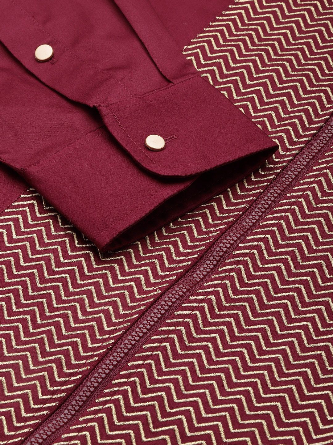 House of Pataudi Pure Cotton Zari Work Chevron Opaque Party Shirt
