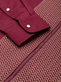 House of Pataudi Pure Cotton Zari Work Chevron Opaque Party Shirt