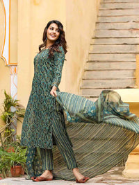KALINI Ethnic Motifs Printed Gotta Patti Kurta & Trousers With Dupatta