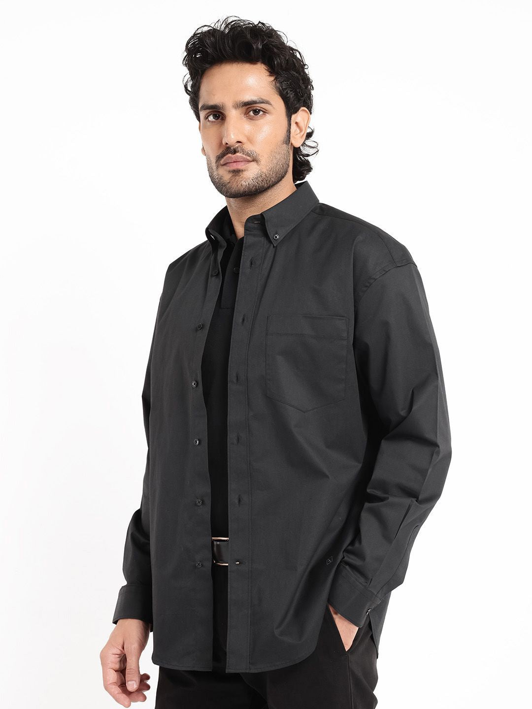 RARE RABBIT Men Zord Boxy Spread Collar Shirt