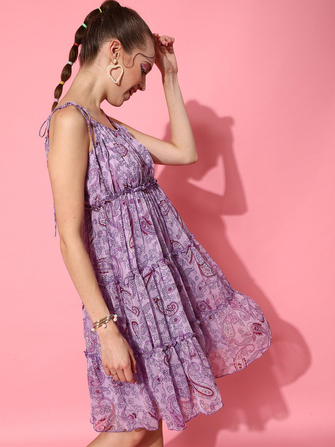 STREET 9 Women Elegant Lavender Floral Dress