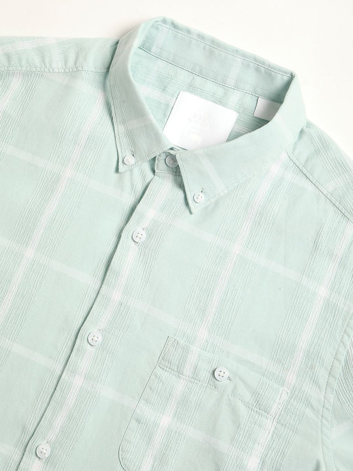 THE BEAR HOUSE Slim Fit Windowpane Checked Casual Shirt