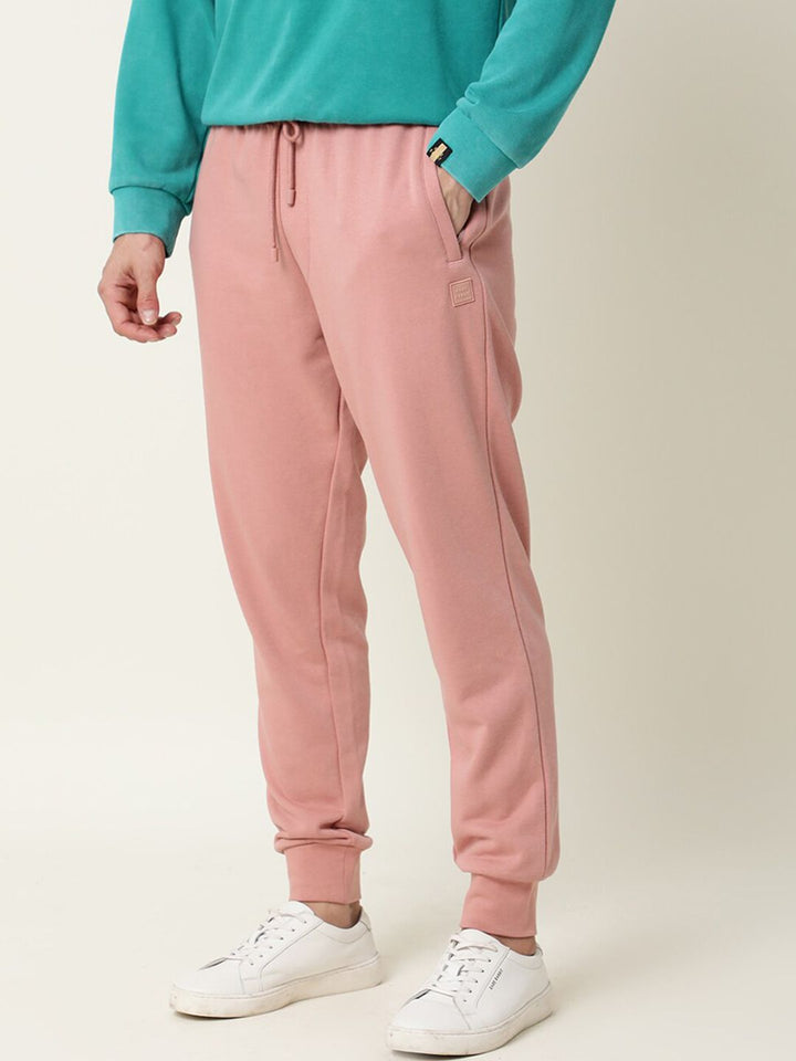 RARE RABBIT Men Titan Relaxed Fit Solid Cotton Joggers