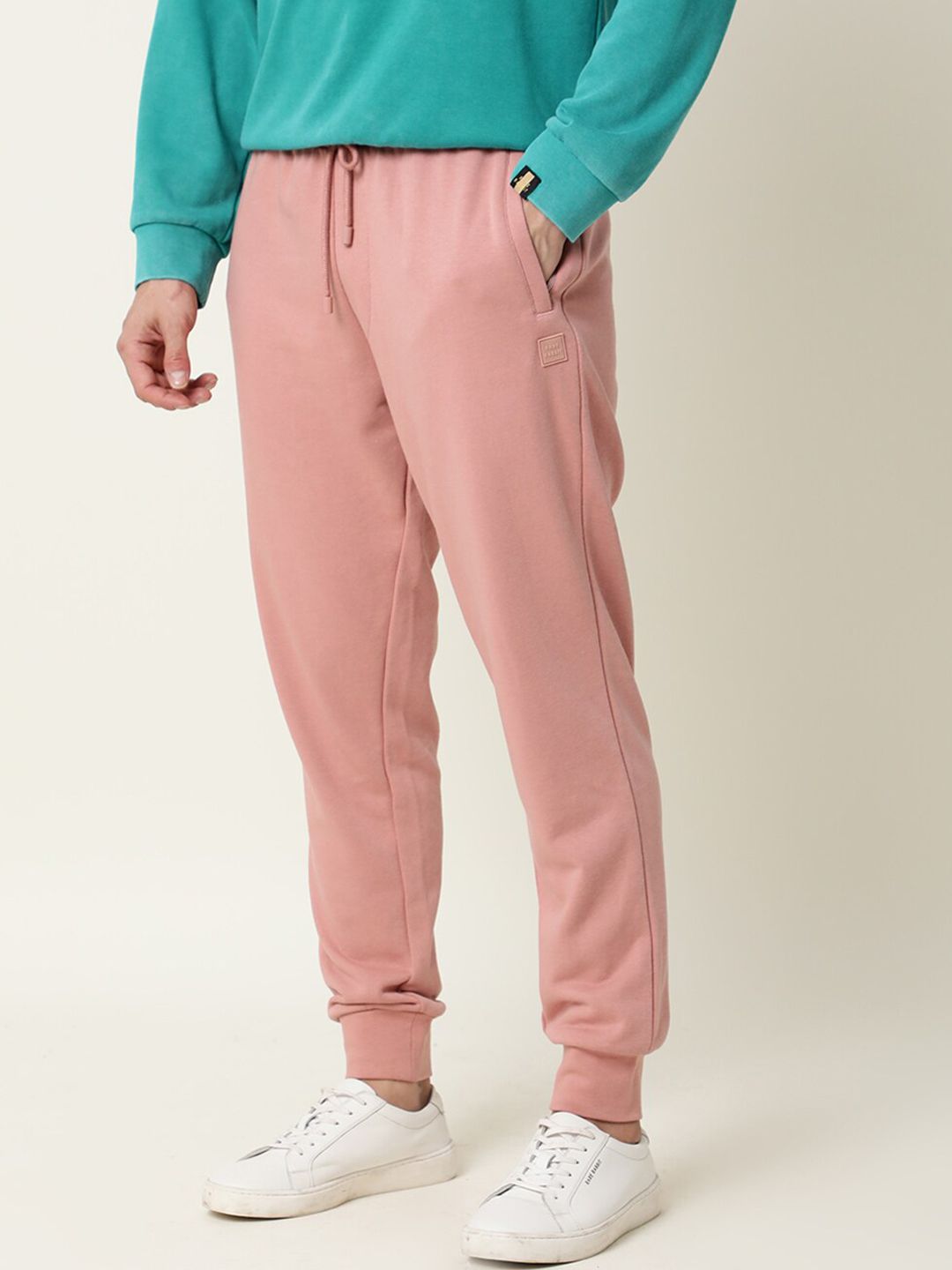 RARE RABBIT Men Titan Relaxed Fit Solid Cotton Joggers