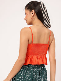 DressBerry Glossed Up Smocked Satin A-Line Top