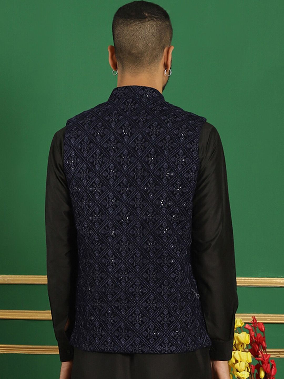 Jompers Embroidered Mandarin Collar Nehru Jackets