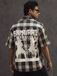 Powerlook India Slim Tartan Checked Drop-Shoulder Sleeves Cotton Oversized Shirt