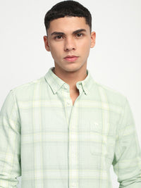 THE BEAR HOUSE Men Slim Fit Windowpane Checks Opaque Pure Cotton Casual Shirt