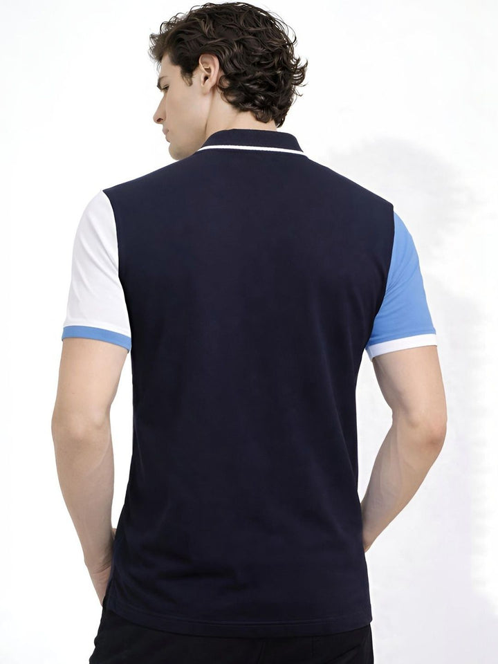 ADRO Men Colourblocked Polo Collar T-shirt