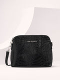 Lino Perros Women Black Croc-Textured Structured Sling Bag