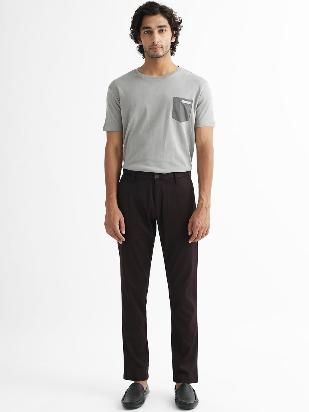 RARE RABBIT Men Cellular Slim Fit Mid-Rise Casual Trouser