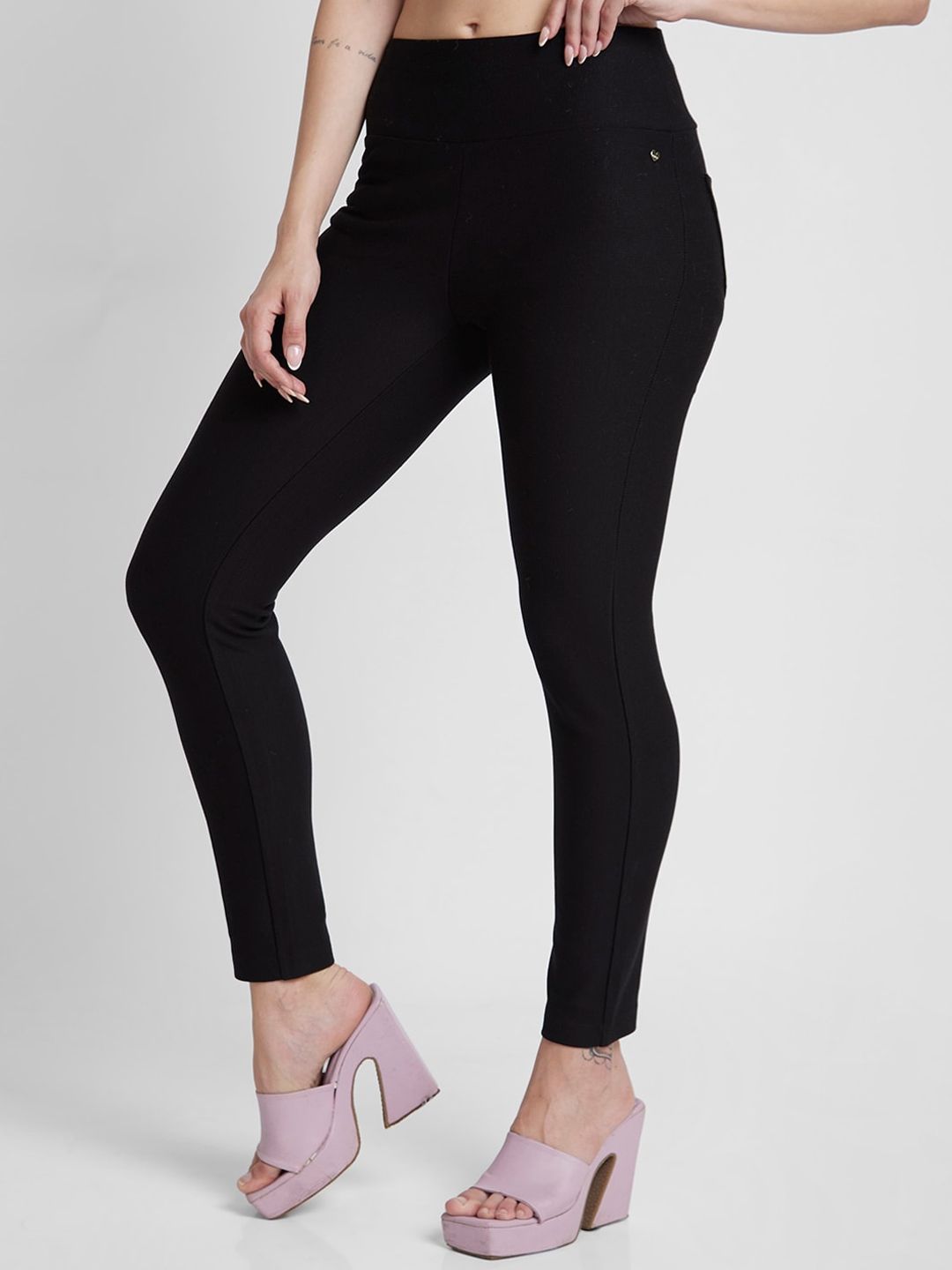 SPYKAR Women Skinny Fit Ankle Length Mid-Rise Trousers