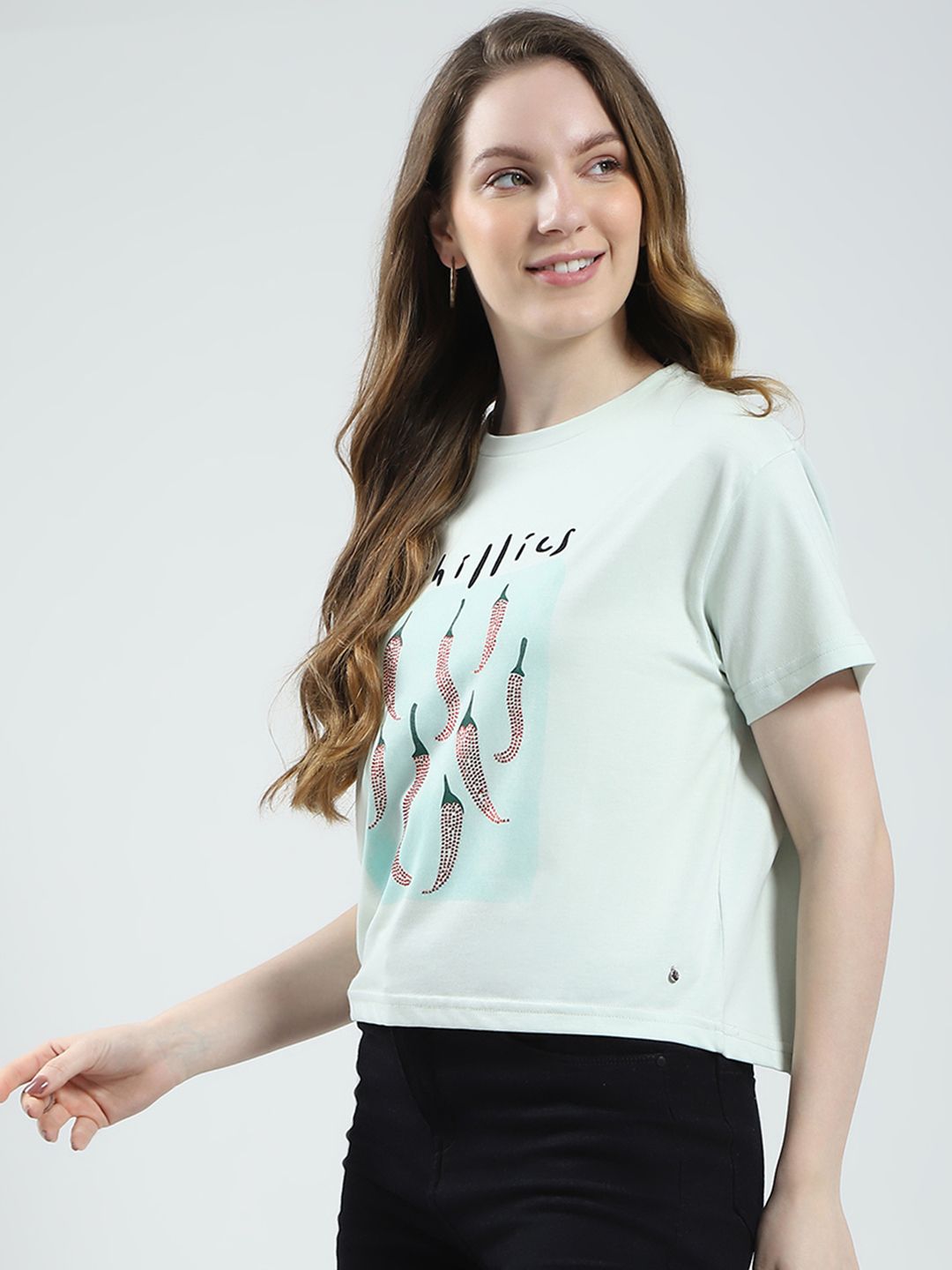 Monte Carlo Printed Drop-Shoulder Sleeves Relaxed Fit T-shirt