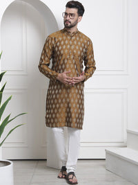 SOJANYA Mandarin Collar Zari Ethnic Motif Woven Deign Kurta