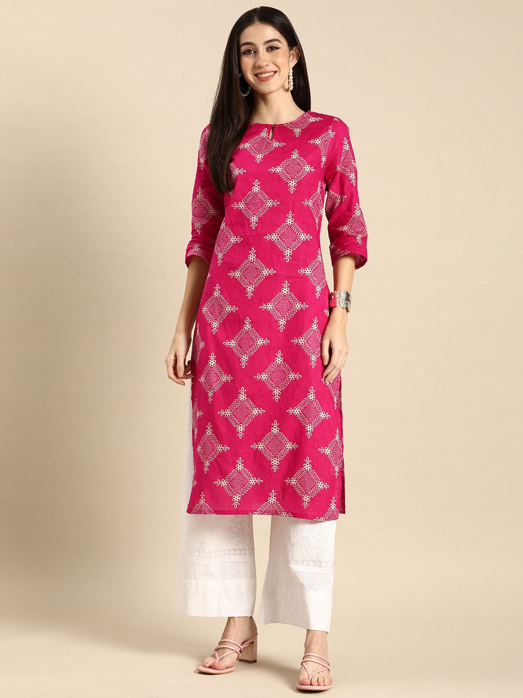 Anouk Women Pink Ethnic Motifs Printed Kurta