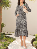 DressBerry Chic Charm Animal Print Midi Empire Dress