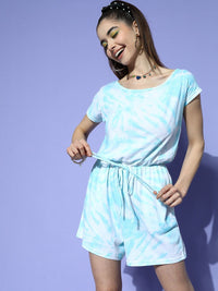 Berrylush Women Round Neck Tie & Dye Cotton Jumpsuit