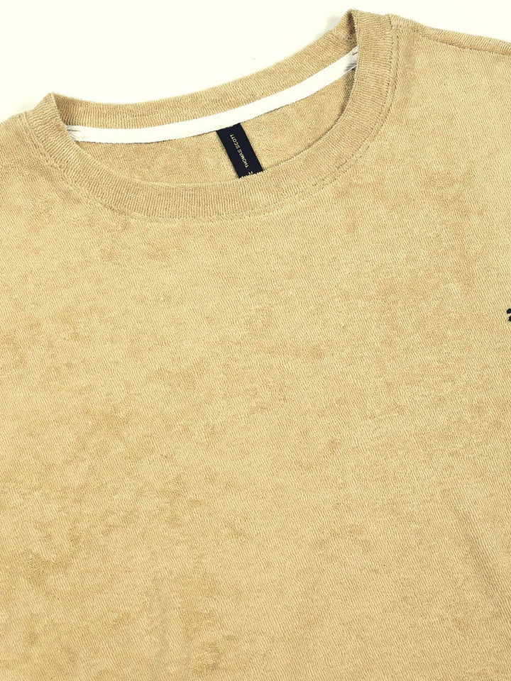 Thomas Scott Men's Solid Round Neck Oversized Casual T-shirt