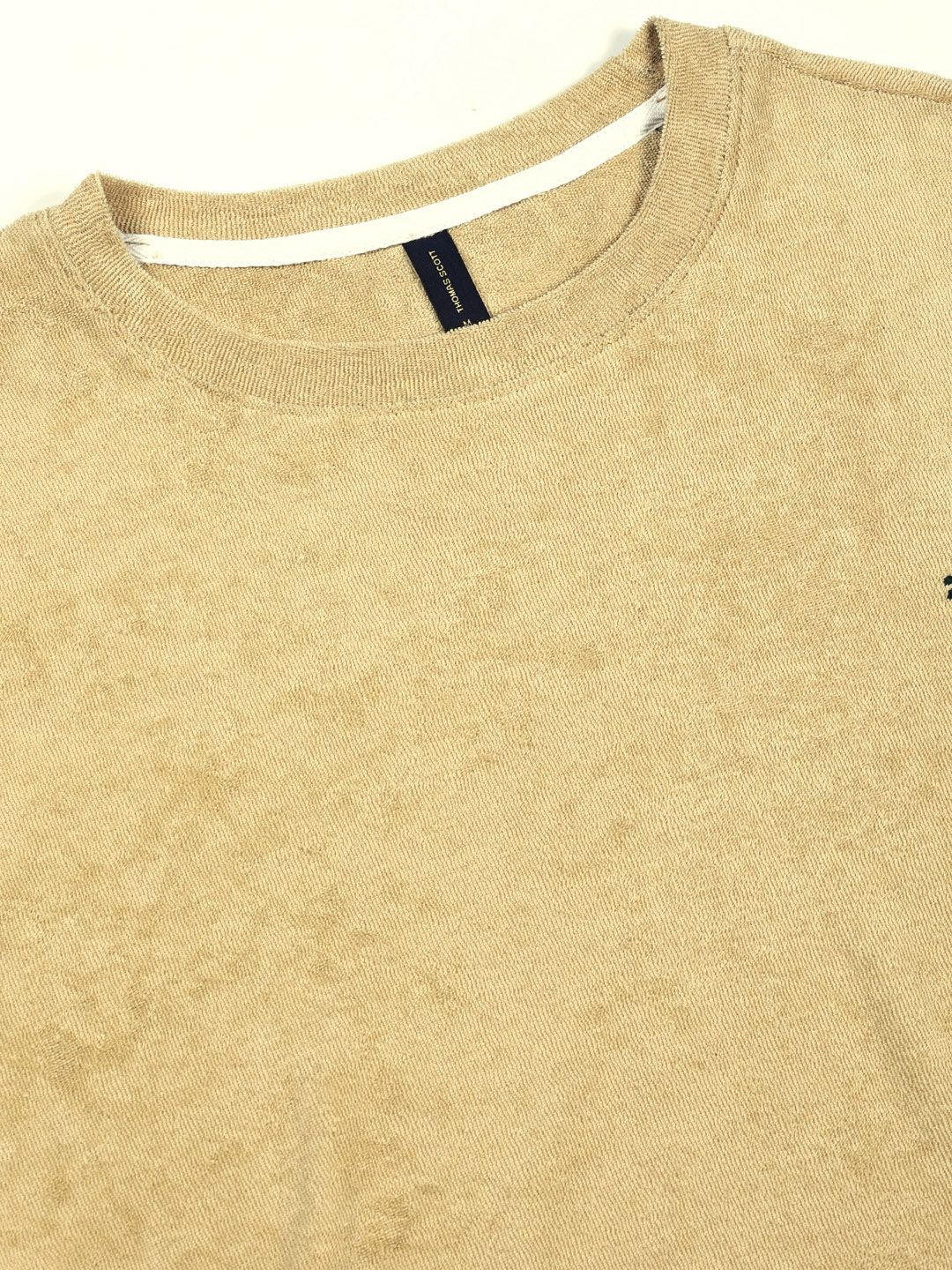 Thomas Scott Men's Solid Round Neck Oversized Casual T-shirt