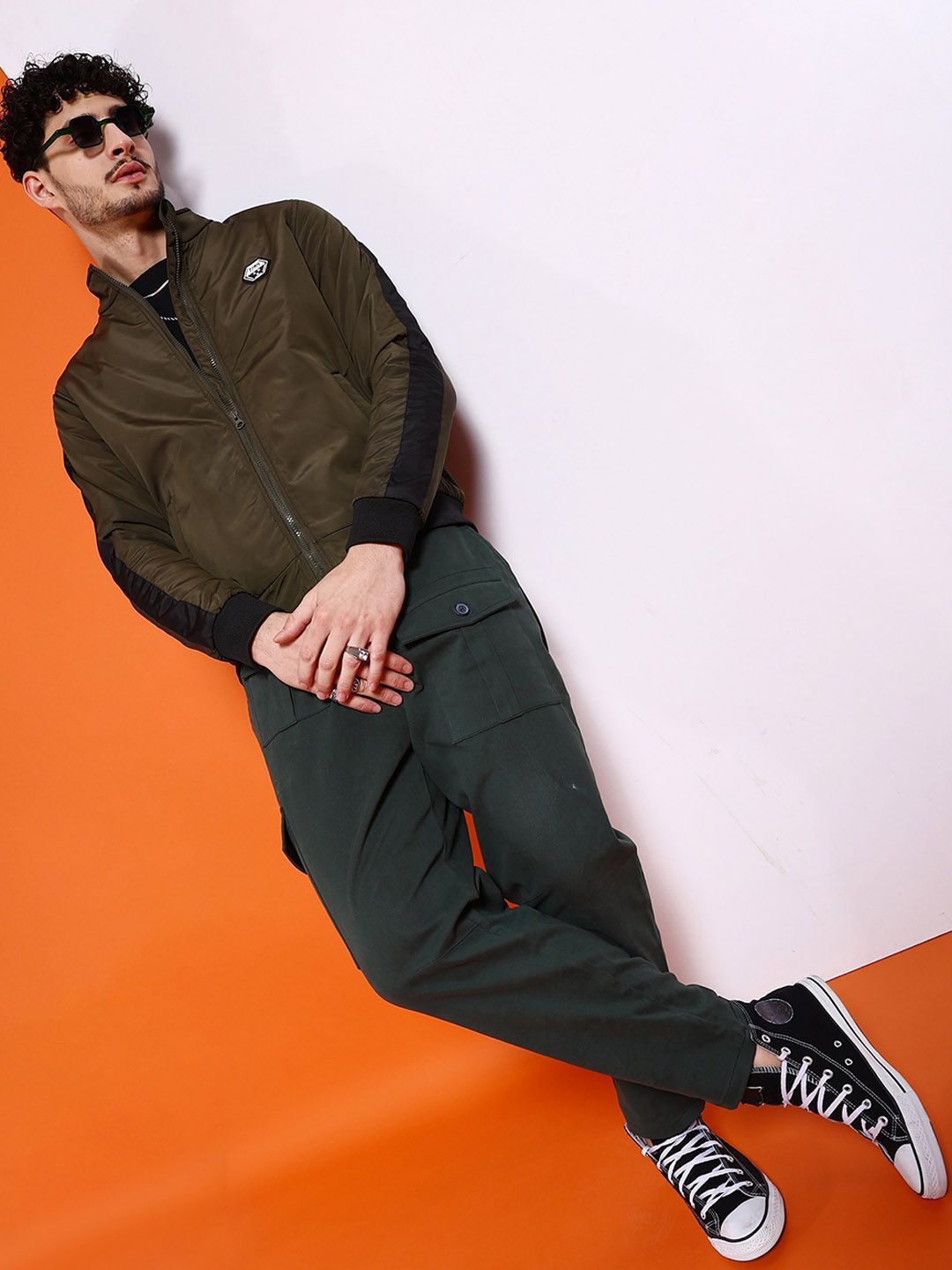 The Indian Garage Co Men Solid Regular Fit Bomber Jacket