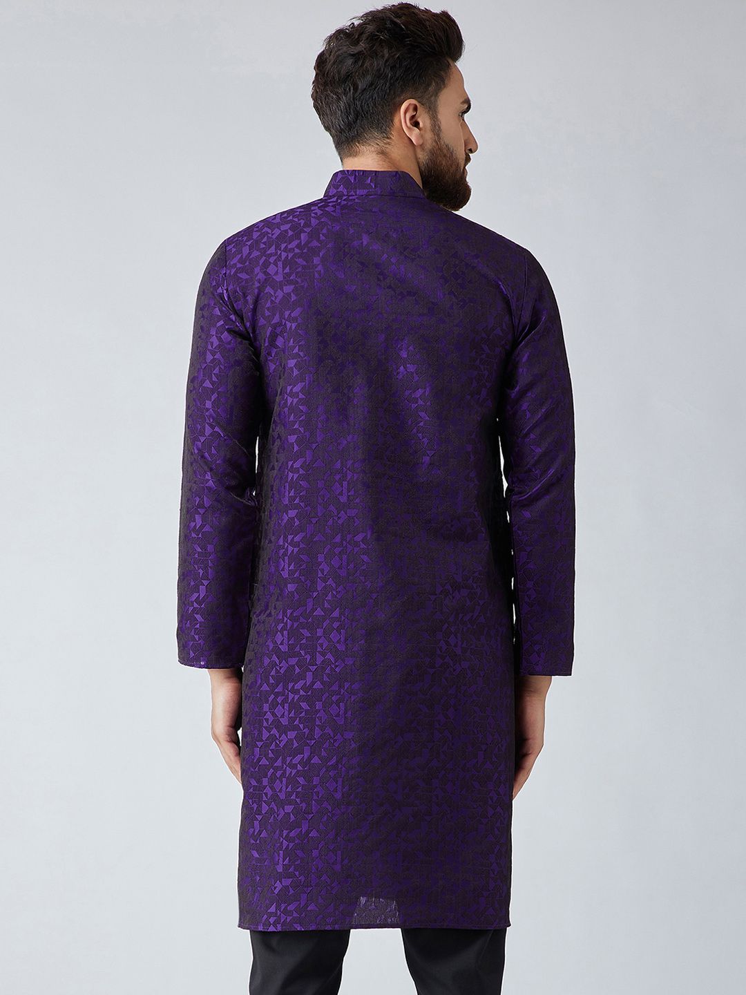 SOJANYA Men Purple Woven Design Straight Kurta