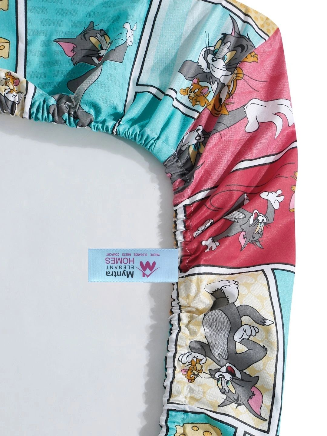 Myntra Elegant Homes Multicoloured Cartoon Characters 400 TC Single Bedsheet with 1 Pillow Covers