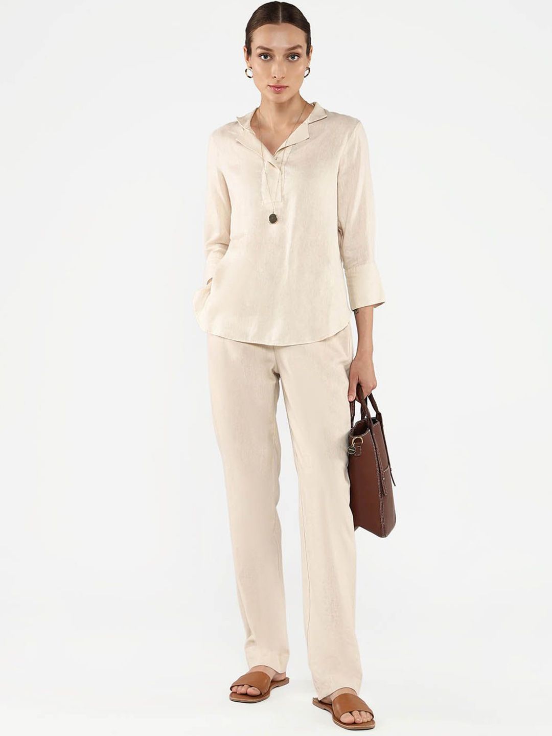 RAREISM Women Shirt Collar Cotton Shirt Style Top
