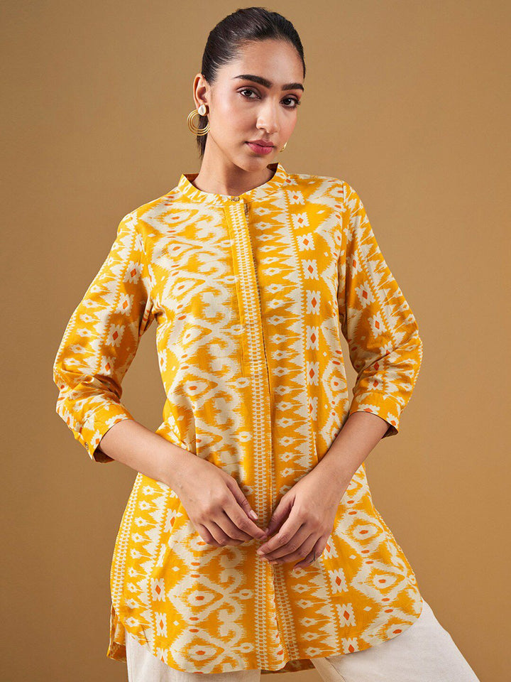 Global Desi Ethnic Motifs Printed Pure Cotton Straight Kurti