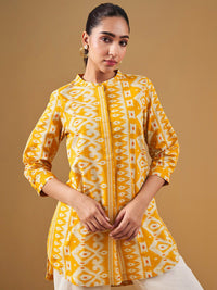 Global Desi Ethnic Motifs Printed Pure Cotton Straight Kurti