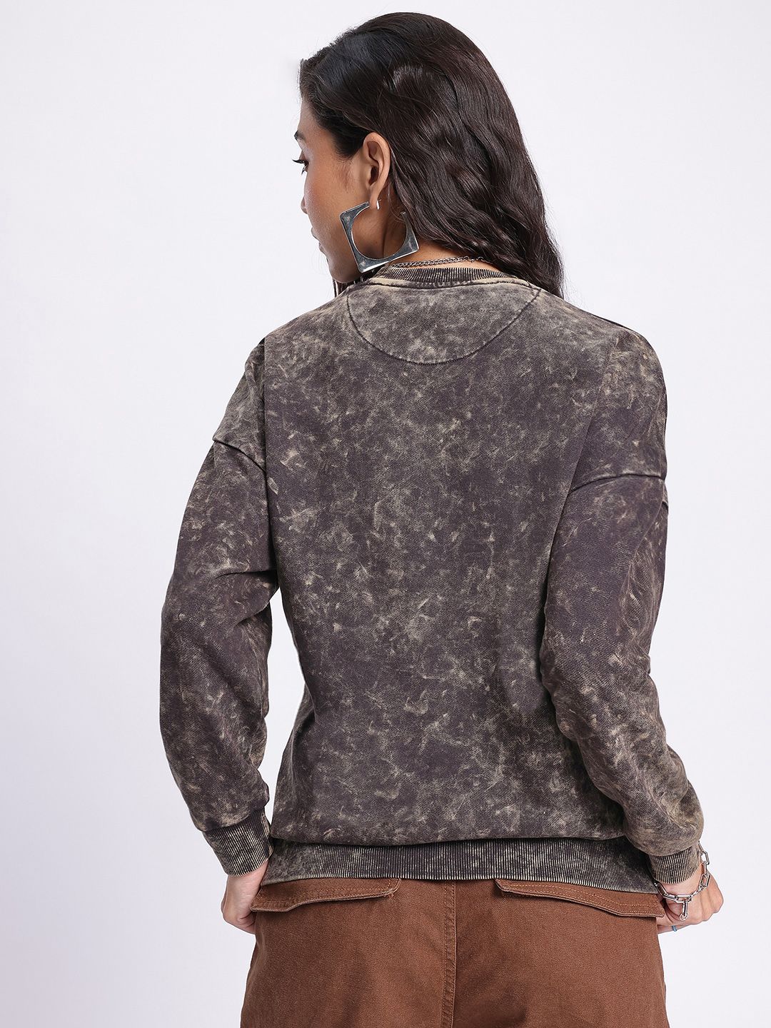 DressBerry Tie-Dye Washed Effect Drop-Shoulder Sleeves Pullover