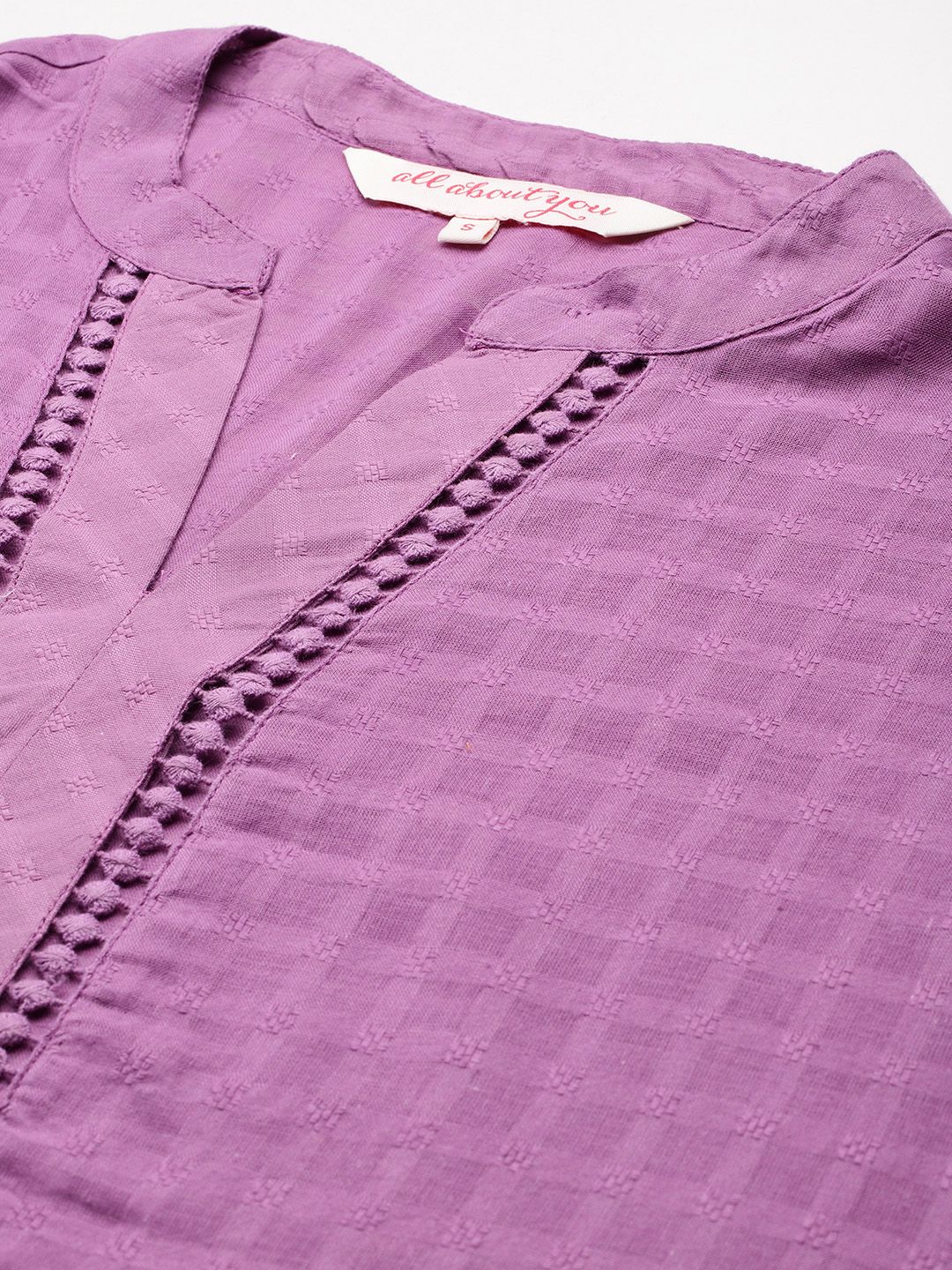 all about you Mandarin Collar Cotton Top