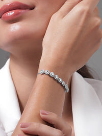 Rubans Rhodium bersalut Zirconia Kubik yang disusun gelang laras premium