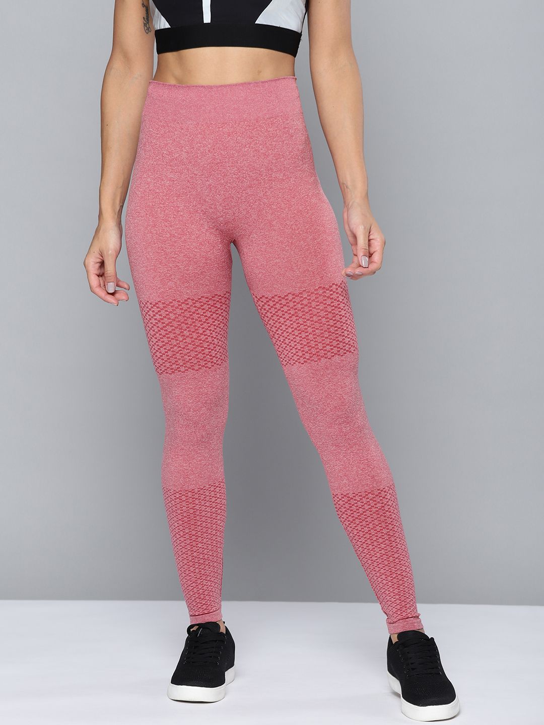 HRX by Hrithik Roshan Women Mauve Solid Rapid Dry Seamless Yoga Tights