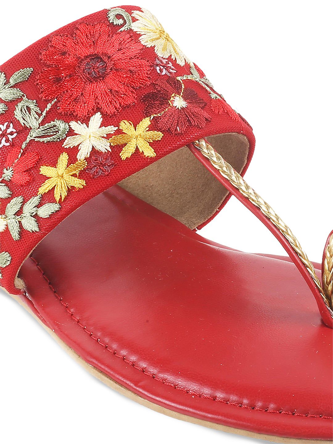 Mochi Ethnic - Embellished One-Toe Flats
