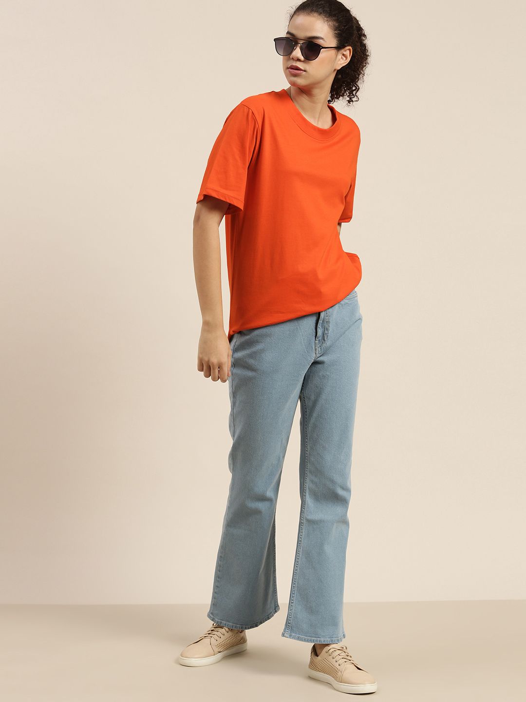DILLINGER Women Orange Loose Pure Cotton T-shirt