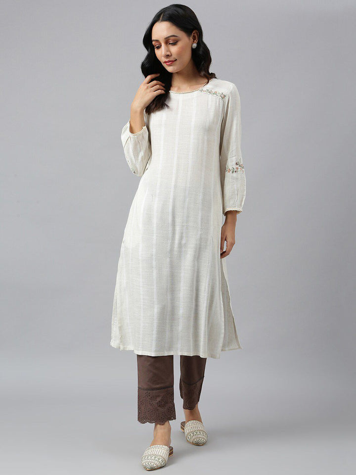 W Striped Cotton Kurta with Trousers